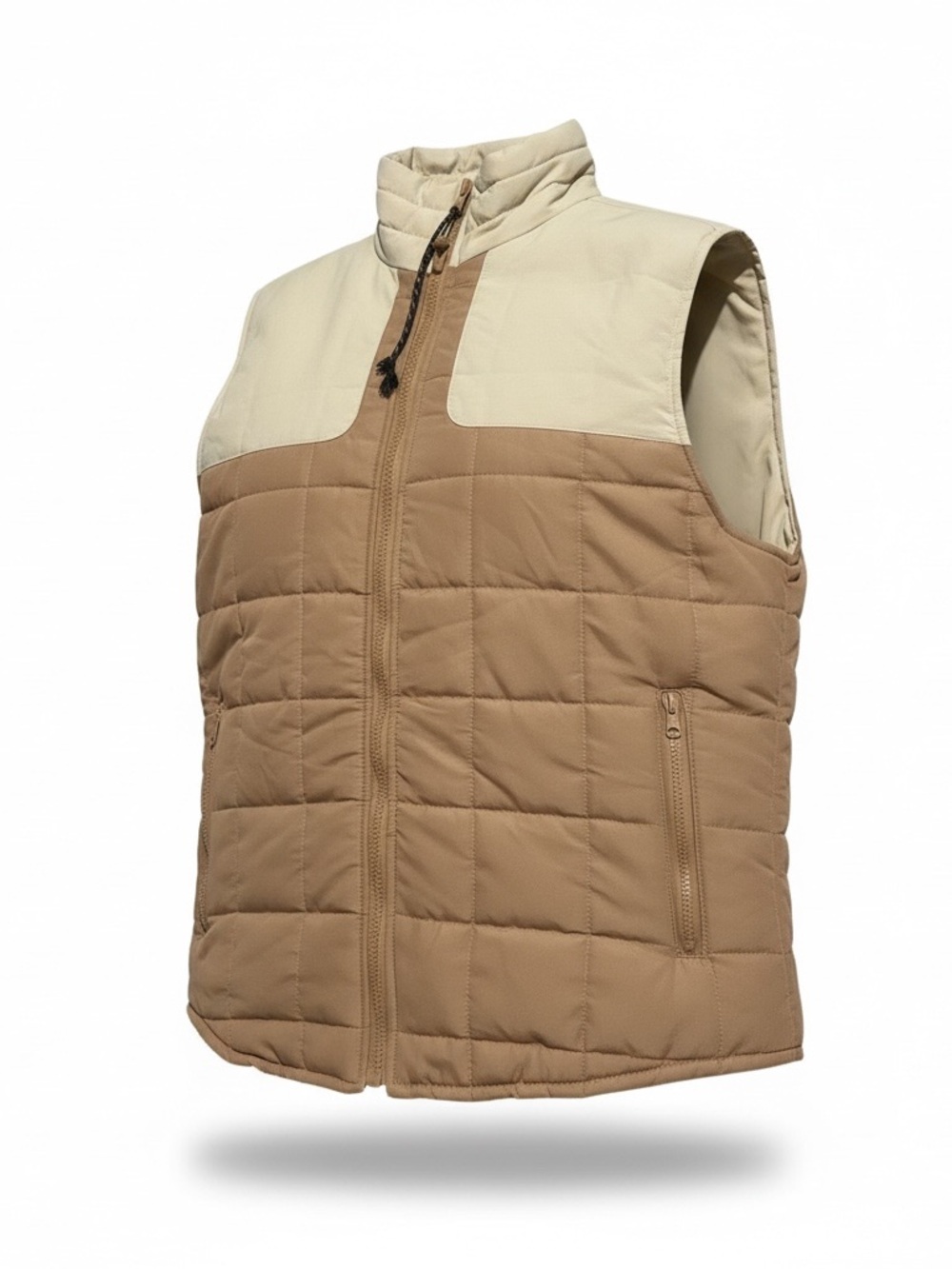 Nomad Craft + Flow Puffer Vest Sz S Tan Cream Colorblock Quilted Zip Lightweight - Picture 4 of 16
